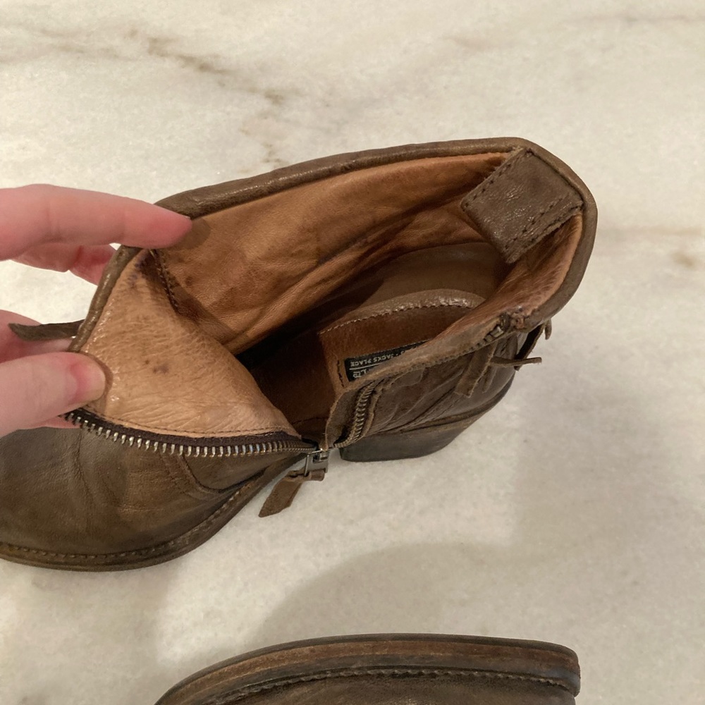 All Saints Cuban Fringed Leather Ankle Booties - Picture 8 of 16